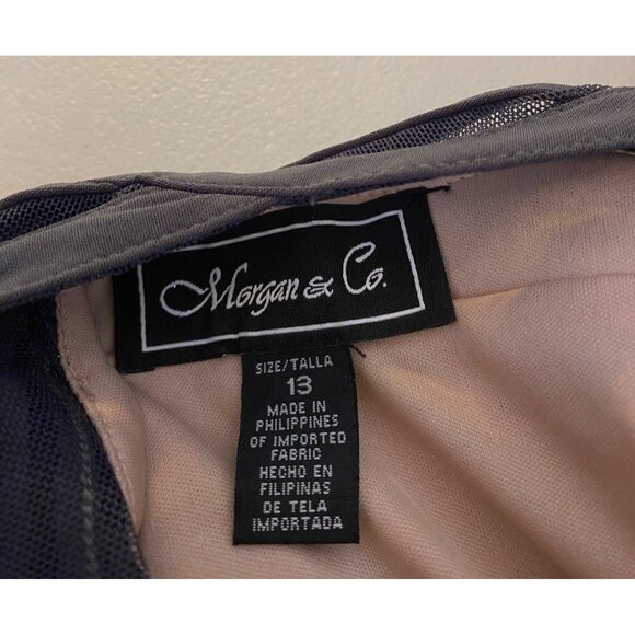 Morgan & Co. Sequin Halter Dress Sheer Insets & Keyhole Back Size 13 - Picture 5 of 14